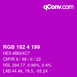 Color code: RGB 182 4 199 | qconv.com