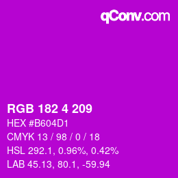 Color code: RGB 182 4 209 | qconv.com