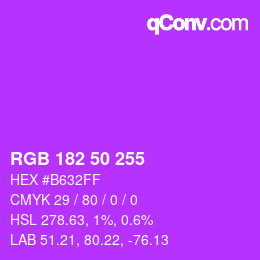Color code: RGB 182 50 255 | qconv.com