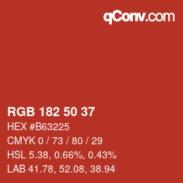 Color code: RGB 182 50 37 | qconv.com
