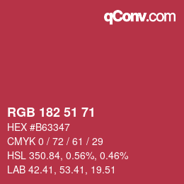 カラーコード: RGB 182 51 71 | qconv.com
