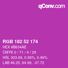 Color code: RGB 182 52 174 | qconv.com