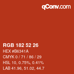 Color code: RGB 182 52 26 | qconv.com