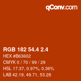 カラーコード: RGB 182 54.4 2.4 | qconv.com