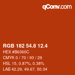 カラーコード: RGB 182 54.8 12.4 | qconv.com