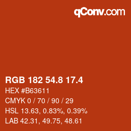 カラーコード: RGB 182 54.8 17.4 | qconv.com