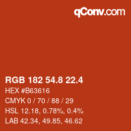 カラーコード: RGB 182 54.8 22.4 | qconv.com