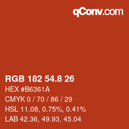 カラーコード: RGB 182 54.8 26 | qconv.com
