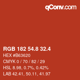 カラーコード: RGB 182 54.8 32.4 | qconv.com