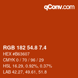 カラーコード: RGB 182 54.8 7.4 | qconv.com