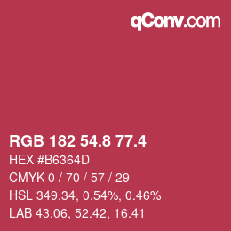 カラーコード: RGB 182 54.8 77.4 | qconv.com