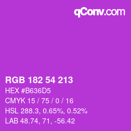Color code: RGB 182 54 213 | qconv.com
