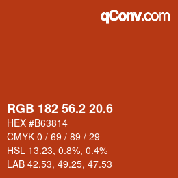 カラーコード: RGB 182 56.2 20.6 | qconv.com