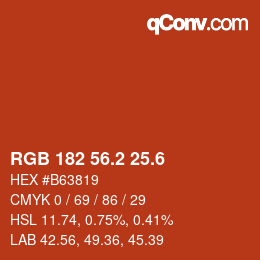 カラーコード: RGB 182 56.2 25.6 | qconv.com
