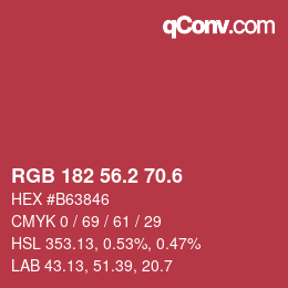 カラーコード: RGB 182 56.2 70.6 | qconv.com
