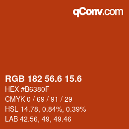 カラーコード: RGB 182 56.6 15.6 | qconv.com