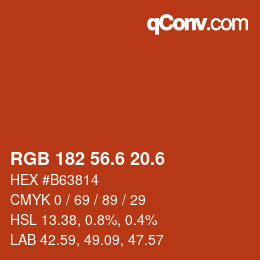 カラーコード: RGB 182 56.6 20.6 | qconv.com