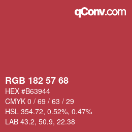 Color code: RGB 182 57 68 | qconv.com