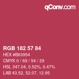 颜色代码: RGB 182 57 84 | qconv.com