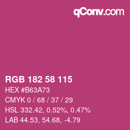 Código de color: RGB 182 58 115 | qconv.com
