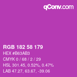 Color code: RGB 182 58 179 | qconv.com
