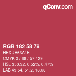 Color code: RGB 182 58 78 | qconv.com