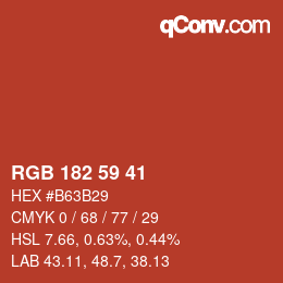Color code: RGB 182 59 41 | qconv.com