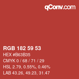Farbcode: RGB 182 59 53 | qconv.com