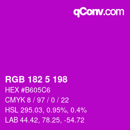 Color code: RGB 182 5 198 | qconv.com