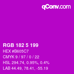 Color code: RGB 182 5 199 | qconv.com