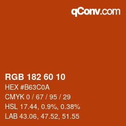 カラーコード: RGB 182 60 10 | qconv.com