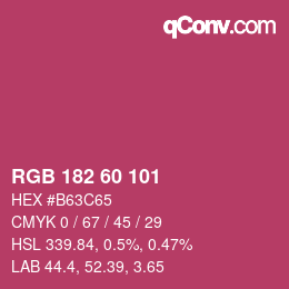 カラーコード: RGB 182 60 101 | qconv.com