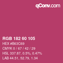 カラーコード: RGB 182 60 105 | qconv.com