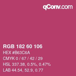 カラーコード: RGB 182 60 106 | qconv.com