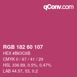 カラーコード: RGB 182 60 107 | qconv.com