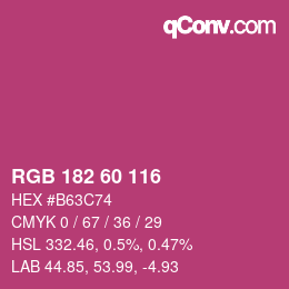 颜色代码: RGB 182 60 116 | qconv.com
