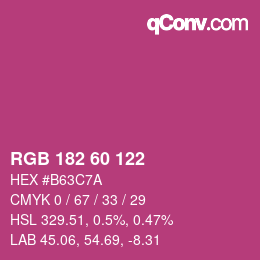 カラーコード: RGB 182 60 122 | qconv.com