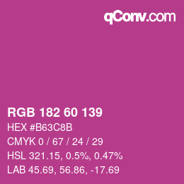 颜色代码: RGB 182 60 139 | qconv.com