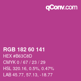 カラーコード: RGB 182 60 141 | qconv.com