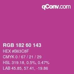 カラーコード: RGB 182 60 143 | qconv.com