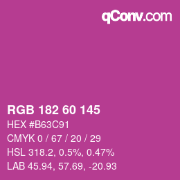 カラーコード: RGB 182 60 145 | qconv.com