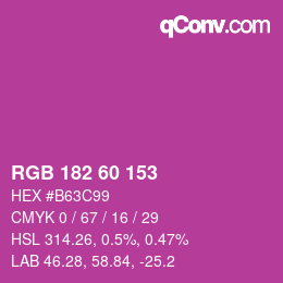 カラーコード: RGB 182 60 153 | qconv.com