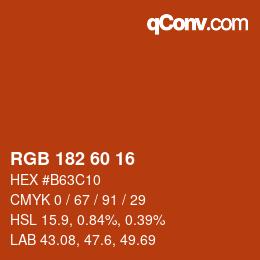 カラーコード: RGB 182 60 16 | qconv.com