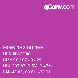 カラーコード: RGB 182 60 166 | qconv.com