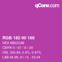 カラーコード: RGB 182 60 168 | qconv.com