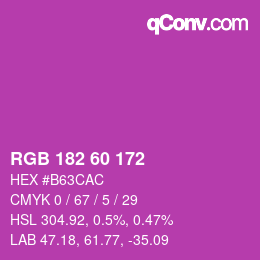 カラーコード: RGB 182 60 172 | qconv.com