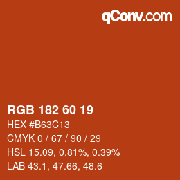 颜色代码: RGB 182 60 19 | qconv.com