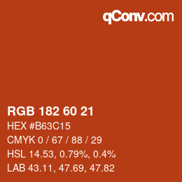 カラーコード: RGB 182 60 21 | qconv.com