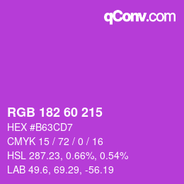Color code: RGB 182 60 215 | qconv.com