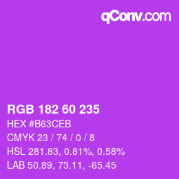カラーコード: RGB 182 60 235 | qconv.com